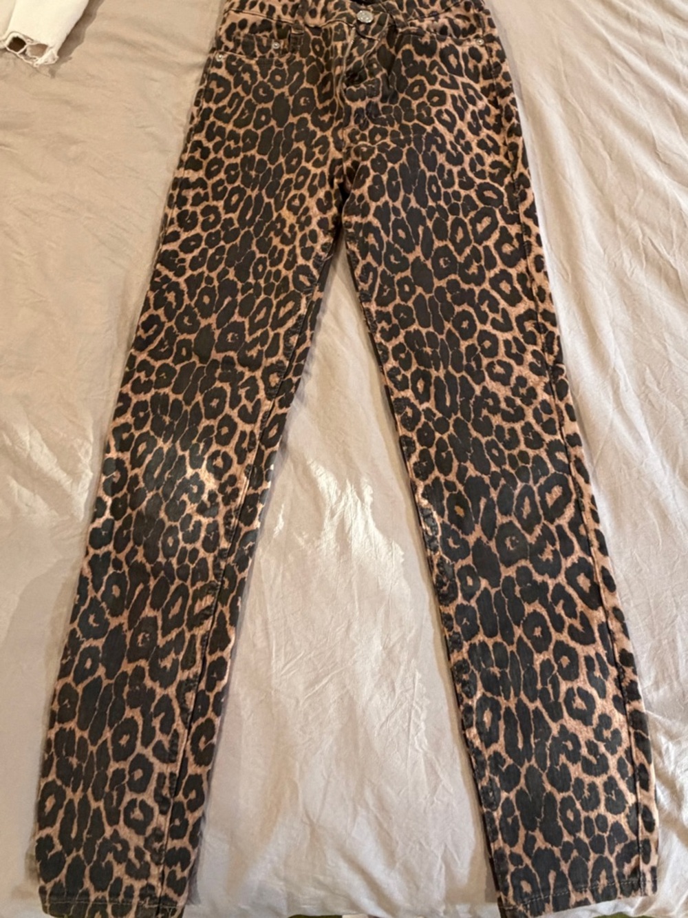 Zara Trafaluc Leopard Print Denim Jeans- Black & Tan